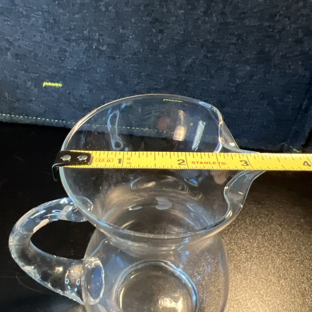 Vintage Princess House Heritage Glass Pitcher Flowers‎ Engraved/Etched 6 1/2